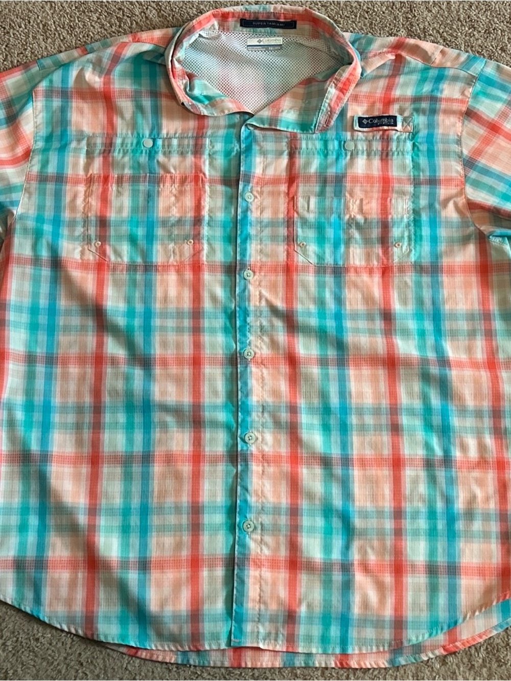 Columbia PFG Shirt Super Tamiami Plaid Short Sleeve Omni-Shade Mens 2XL